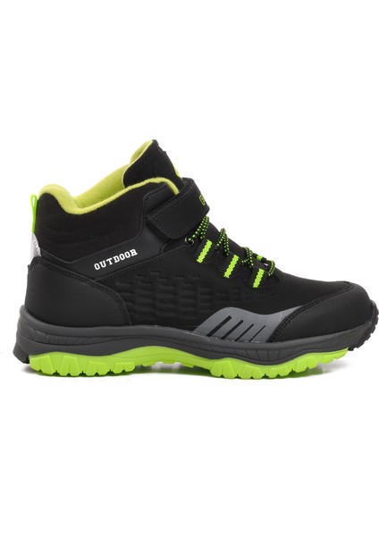 1391-F Siyah-Fosfor Sarı Içi Polarlı Çocuk Outdoor Bot