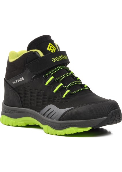 1391-F Siyah-Fosfor Sarı Içi Polarlı Çocuk Outdoor Bot
