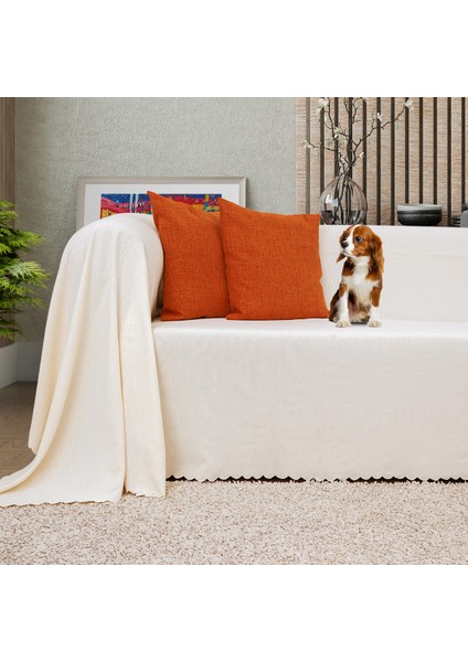 Kaymaz Koltuk Örtüsü Çift Taraflı Mikrofiber Şönil 175x300 cm Ekru – Kedi Köpek ve Çocuk Dostu