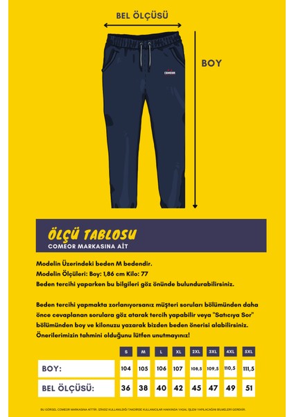 Comeor Lacivert Erkek Düz Paça Rahat Kesim Eşofman Altı