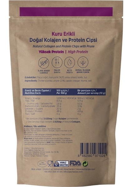 Doğal Kolajen ve Protein Cipsi Aylık Kuru Erikli 30 x 10 gr fırsatları