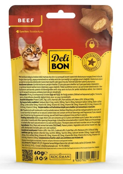 Crunchy Içi Dolgulu Kedi Ödül Bisküvisi Sığır Etli 60 gr