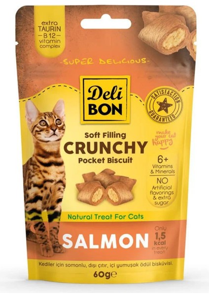 Crunchy Içi Dolgulu Kedi Ödül Bisküvisi Somonlu 60 gr