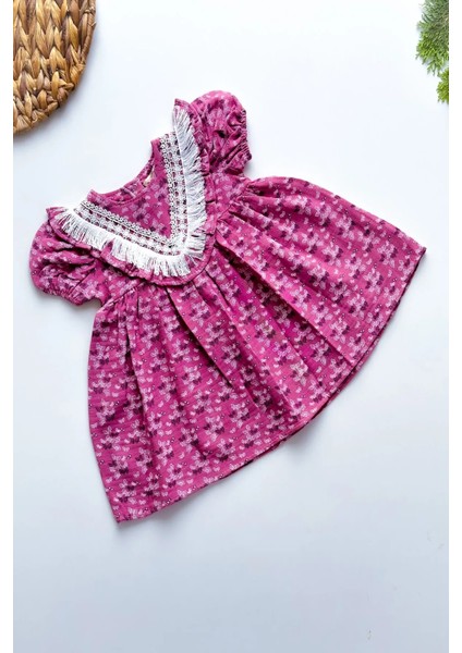 Kız Bebek Çocuk Yazlık Elbise Kısa Kollu Elbklb