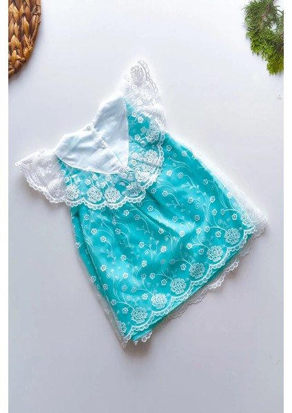 Kız Bebek Çocuk Yazlık Elbise Kısa Kollu Tüllü Tütü Astarlı Elbfyn fiyatları