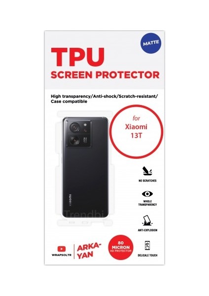 Xiaomi 13T Mat Arka ve Yan Koruyucu Tpu Film fiyatları