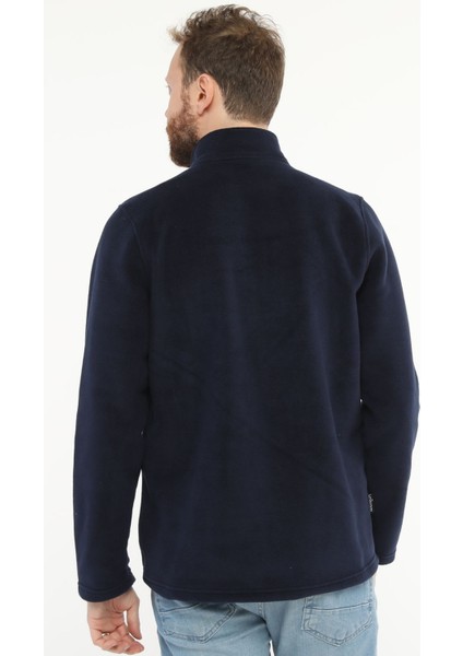 Erkek Normal Kesim Dik Yaka Yarım Fermuarlı Polar Sweatshirt Lacivert fiyatları