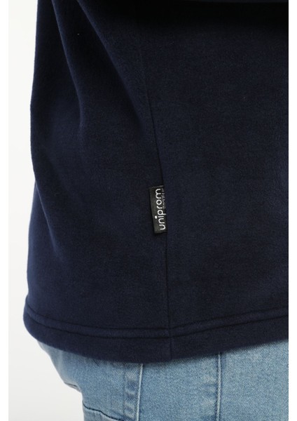 Erkek Normal Kesim Dik Yaka Yarım Fermuarlı Polar Sweatshirt Lacivert fırsatları