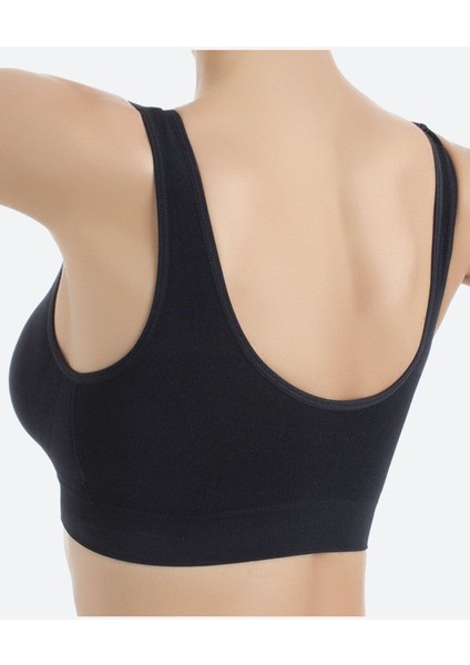Göğüs Toparlayıcı Kalın Askılı Spor Büstiyer Korse Siyah Renk Büstiyerkorse modelleri