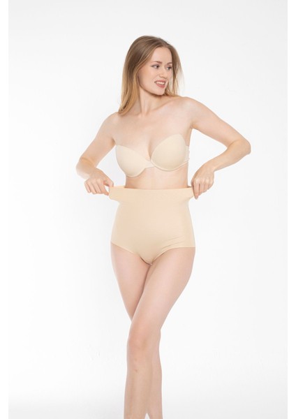 Underwomen Kadın Ten Rengi Iz Yapmayan Lazer Kesim Toparlayıcı Yüksek Bel Slip Korse Ten