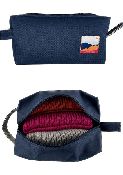 Navy Blue Make Up & Travel Bag Organizer Lacivert Mini Makyaj ve Seyahat Çantası