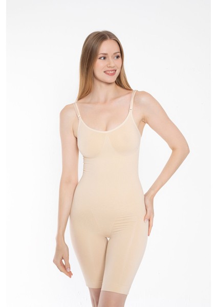 Shapewear Bel Bacak Göğüs Basen Toparlayıcı Askılı Inceltici Tüm Vücut Korsesi Tam Boy Ten Korse