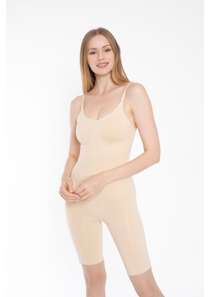 Shapewear Bel Bacak Göğüs Basen Toparlayıcı Askılı Inceltici Tüm Vücut Korsesi Tam Boy Ten Korse