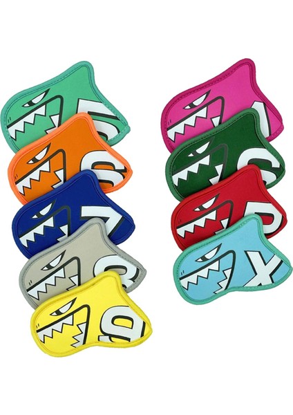 9 Adet Golf Demir Kapak Seti Açık Spor Giyim Dayanıklı Golf Kulübü Headcovers Renkli (Yurt Dışından)