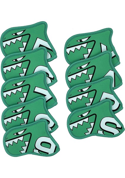 9 Adet Golf Demir Kapak Seti Açık Spor Giyim Dayanıklı Golf Kulübü Headcovers Açık Yeşil (Yurt Dışından)