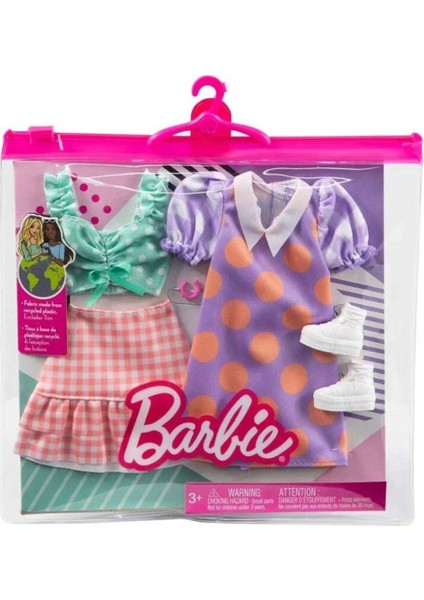 GWF04 Barbie'nin Kıyafet Koleksiyonu 2'li Paketler / +3 Yaş