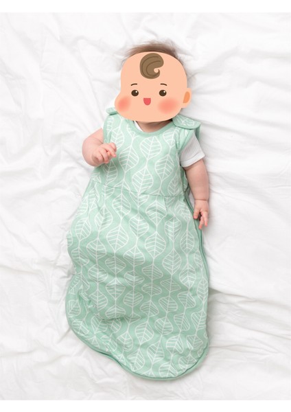 1.0 Tog 56 cm Torba Bebek Uyku Tulumu Kolsuz Yaprak Desen