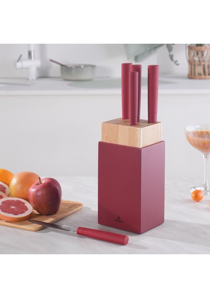 Viego 6 Parça Standlı Bıçak Seti Red