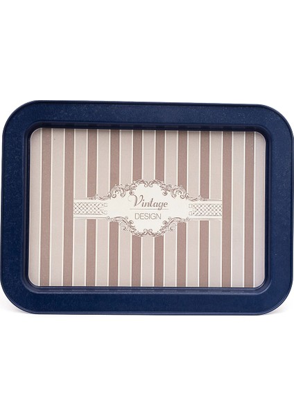 EE169-5B Elegance Blue Desenli Dikdörtgen Tepsi 32X43 cm