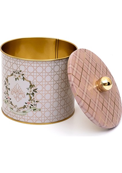ER142-U7 Rosy Desenli Yuvarlak Metal Saklama Kabı 14 cm fiyatları