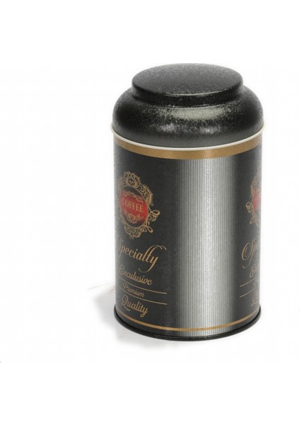 Premium Desenli Kahve Saklama Kabı Metal 1.4 lt - Siyah