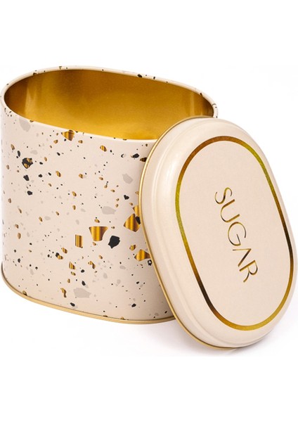 ER004-9G Terrazzo Cream Desenli Oval Metal Saklama Kabı 11X15 cm fiyatları