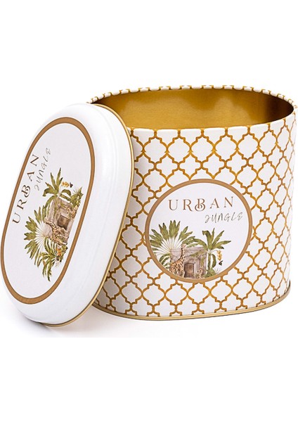 ER004-7I Forrest Yellow Urban Desenli Oval Metal Saklama Kabı 11X15 cm fiyatları