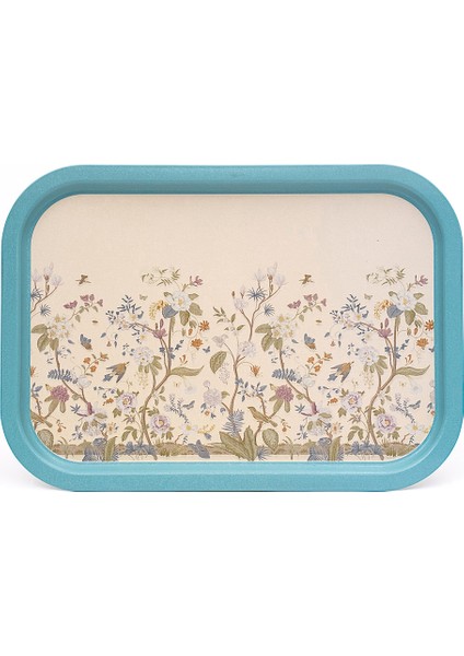 EE164-9F Botanica Blue Desenli Dikdörtgen Tepsi 29X40 cm