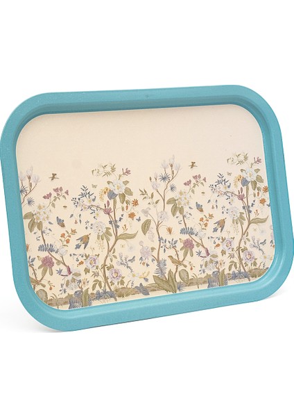 EE164-9F Botanica Blue Desenli Dikdörtgen Tepsi 29X40 cm