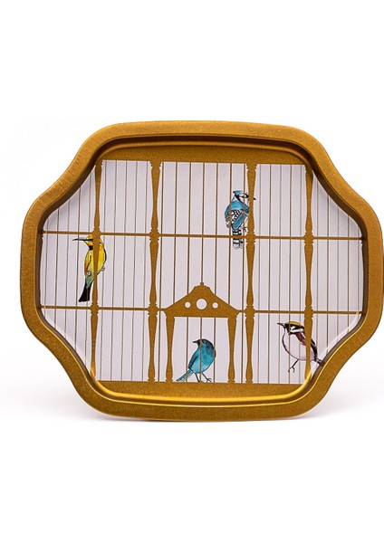 EE166-T7 Bird Cage Desenli Özel Şekil Tepsi 28X33 cm