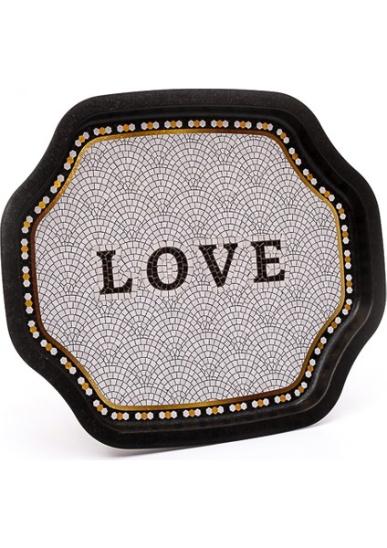 EE166-1E Mosaic Love Desenli Özel Şekil Tepsi 28X33 cm