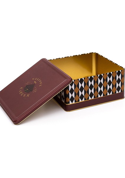 ER029-T8 Circus Desenli Kare Metal Saklama Kabı 24X24 cm fiyatları