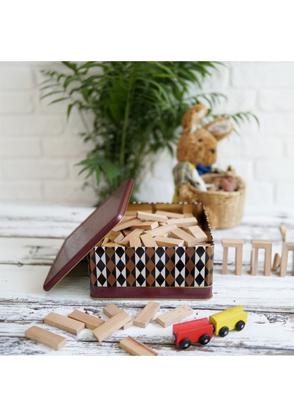 ER029-T8 Circus Desenli Kare Metal Saklama Kabı 24X24 cm fırsatları