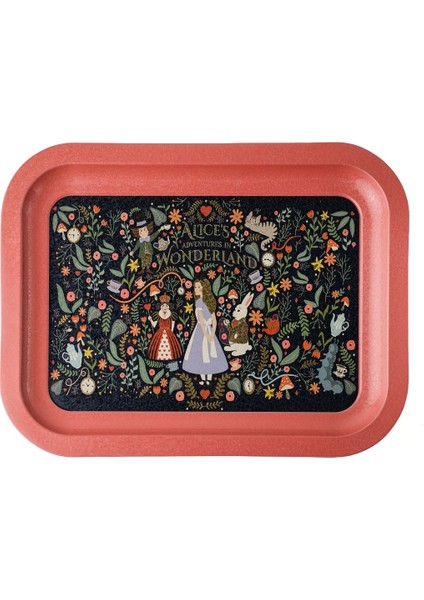 EE161-9A Tales Alices Desenli Dikdörtgen Tepsi 23X31 cm