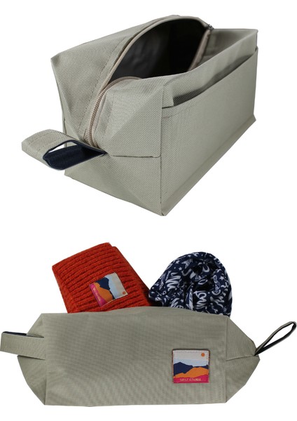 Beige Make Up & Travel Bag Organizer Bej Mini Makyaj ve Seyahat Çantası
