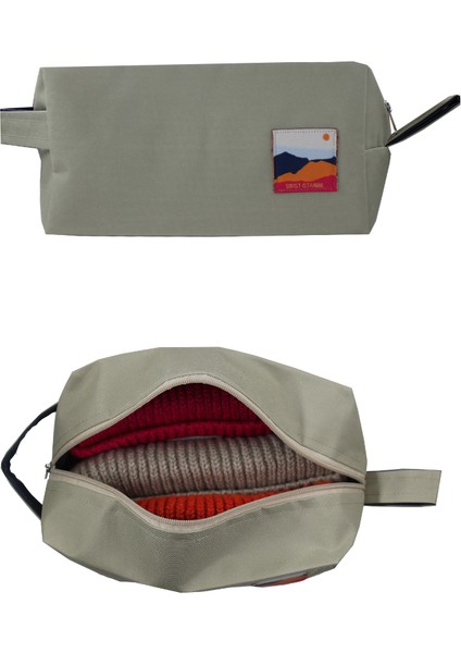 Beige Make Up & Travel Bag Organizer Bej Mini Makyaj ve Seyahat Çantası