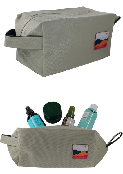 Beige Make Up & Travel Bag Organizer Bej Mini Makyaj ve Seyahat Çantası