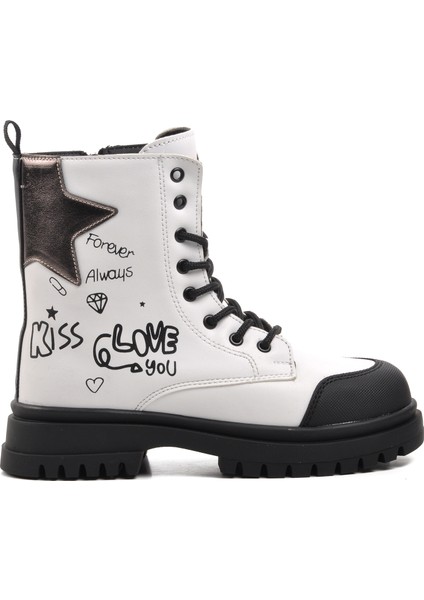 1566-F Beyaz Içi Polarlı Kız Çocuk Bot