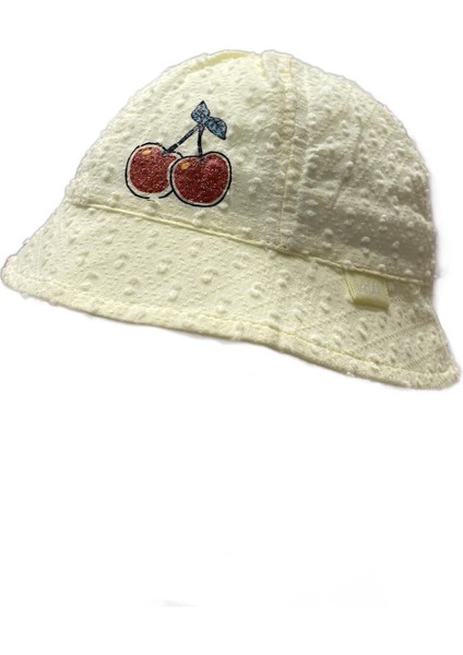 Kirazlı Bebe Kız Şapka - Sarı