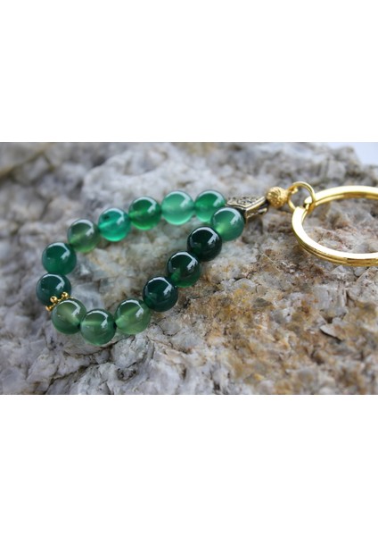 Akik Zümrüt Renk Bereket Topraklama Anahtarlık fiyatları