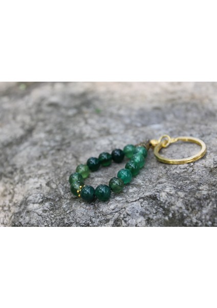 Akik Zümrüt Renk Bereket Topraklama Anahtarlık modelleri