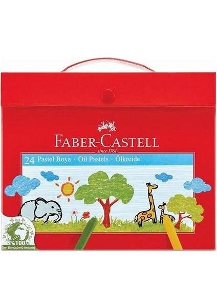 Pastel Boya 24 Renk Karton Çantalı 1 Adet Tutuculu Altıgen 24LÜ Pastel Boya