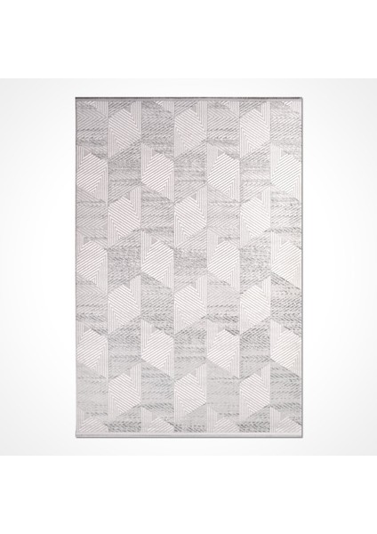 Geometrik Desen Gri Beyaz Triko Akrilik Modern Halı