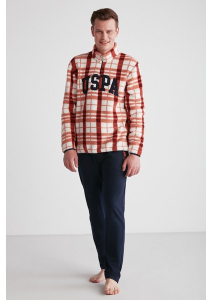 18754 Erkek Turuncu Polarlı Uzun Kollu Pijama Takımı