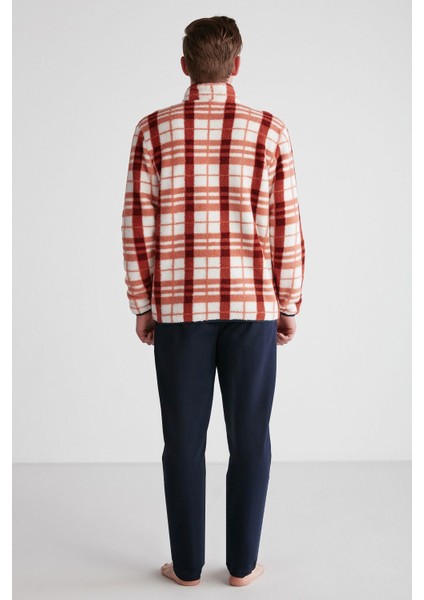 18754 Erkek Turuncu Polarlı Uzun Kollu Pijama Takımı modelleri