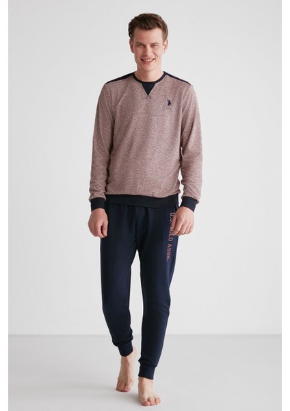 18720 Erkek Bordo Yuvarlak Yaka Uzun Kollu Pijama Takımı