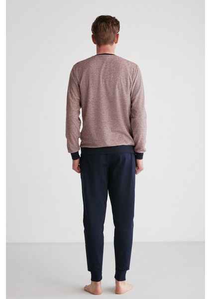 18720 Erkek Bordo Yuvarlak Yaka Uzun Kollu Pijama Takımı modelleri