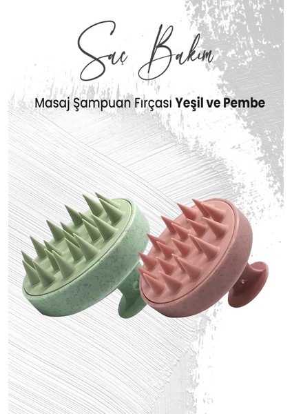 Yumuşak Silikonlu Masaj Şampuan Fırçası Pembe ve Yeşil
