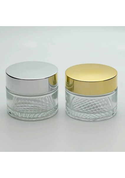 Boş Krem Kavanozu 50 ml (10 Adet) Şeffaf Sarı Kapaklı Kutu