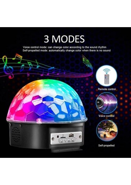 Bluetooth Sd Aux USB LED Disko Lamba Topu Speaker